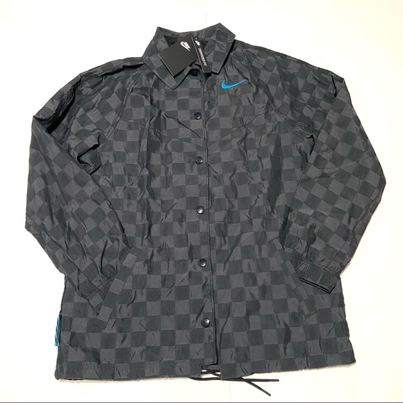 Women’s Nike Sportswear Coaches Checkered Button WindbreakerJacket Oversized NEW - Picture 3 of 12
